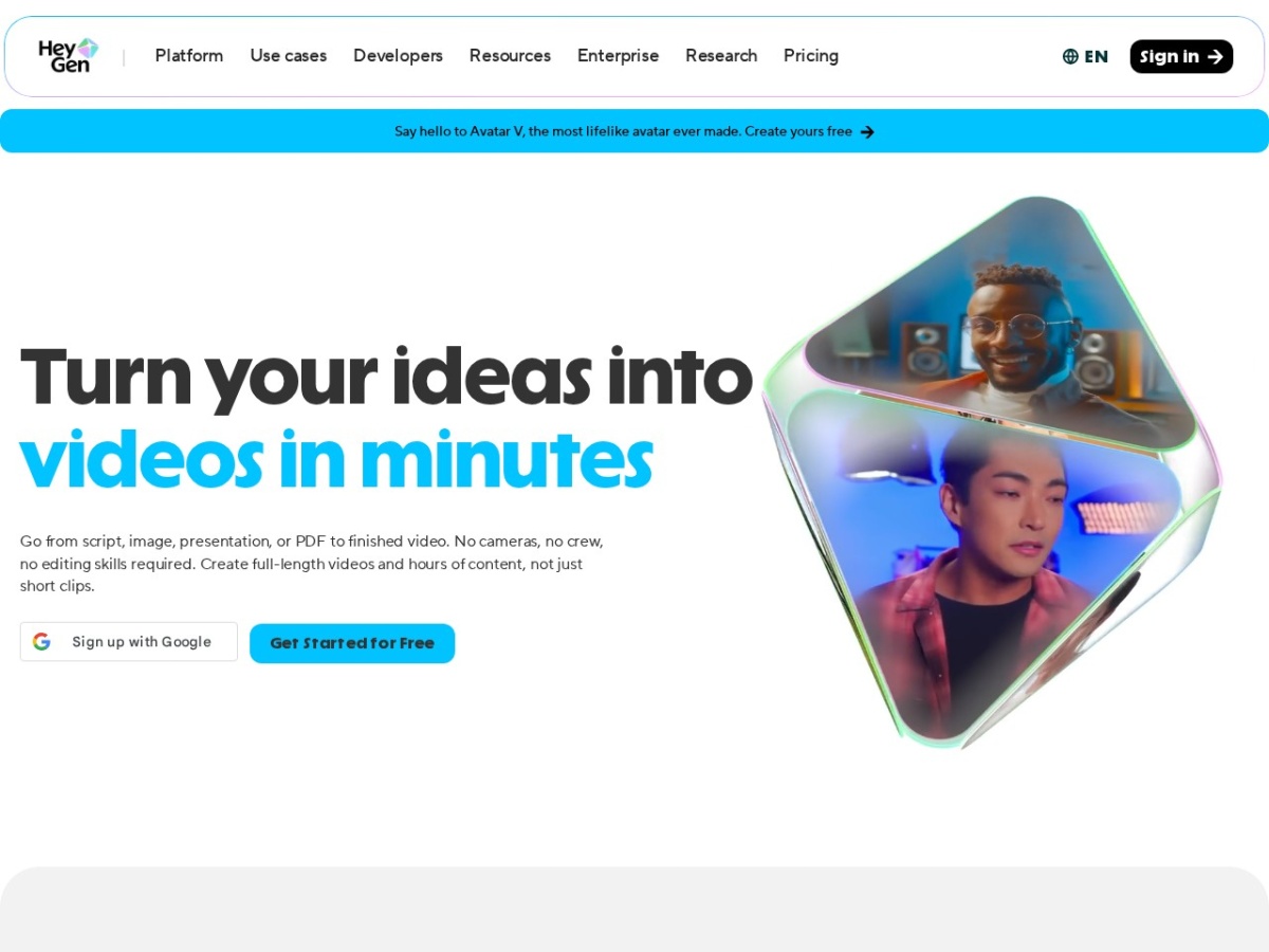 HeyGen homepage screenshot